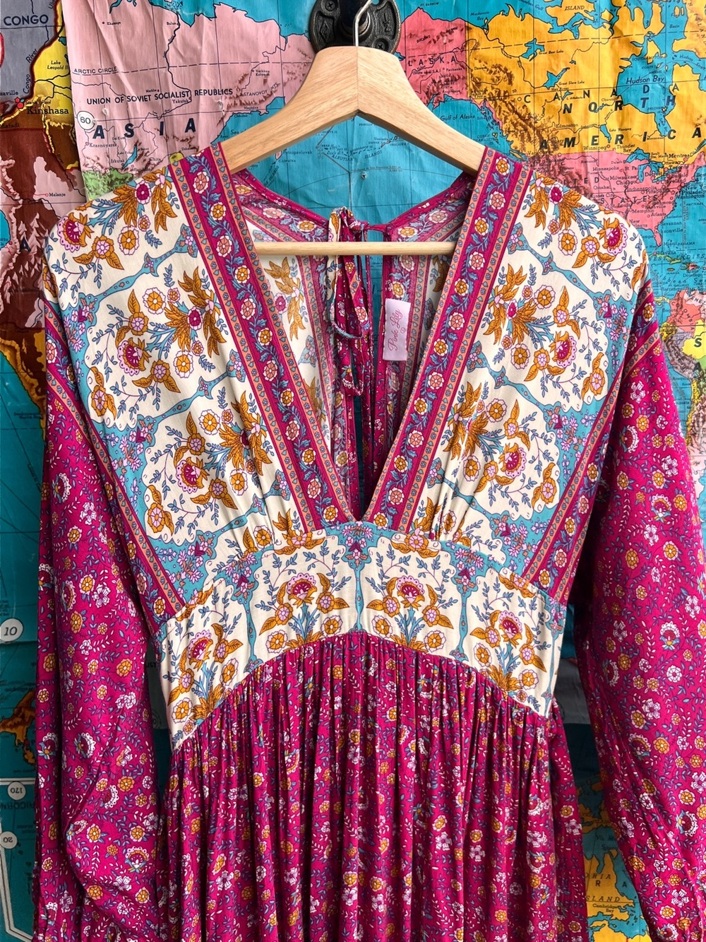 Pink Lily Magenta Boho Floral Maxi Dress - Picture 7 of 7